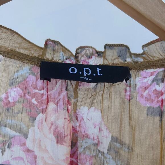 Anthropologie OPT Sheer Tie High Neck Midi Felicity Silk Medium Yellow Floral - Picture 5 of 10